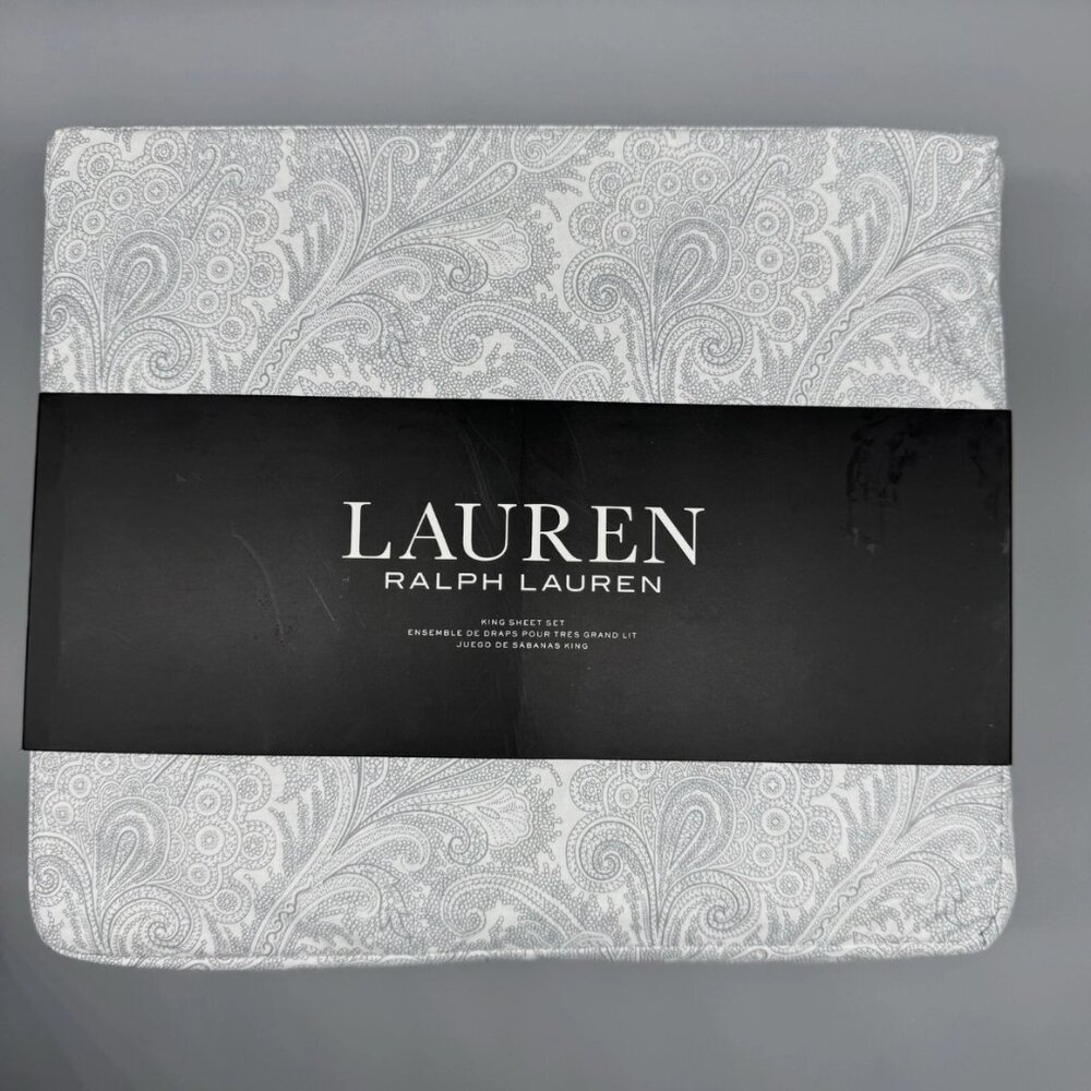 Lauren Ralph Lauren Light Silver Paisley Sheet Set